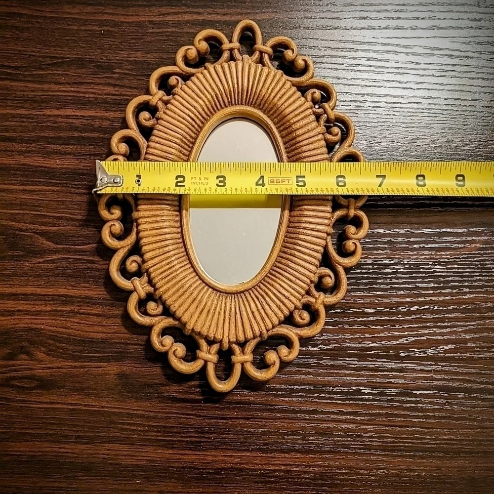 Vintage Dart Homco Mirror Set Boho Faux Wicker Decor
